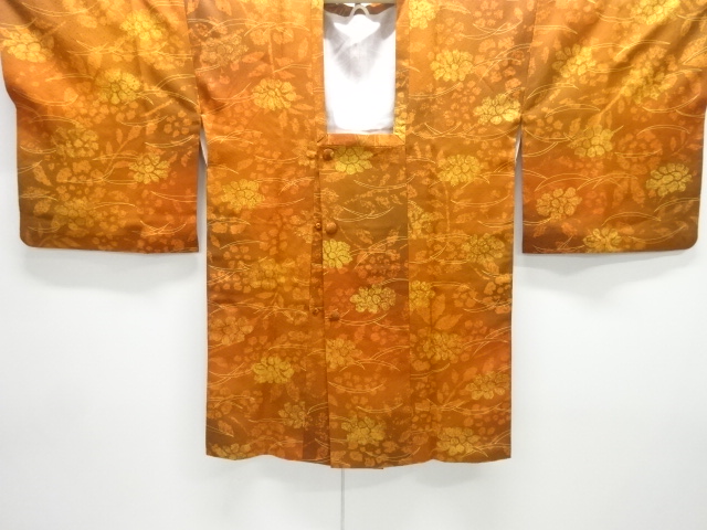 芝に花模様道行コート